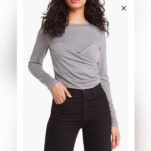 Vero Moda Nelly Ruched Grey Long Sleeve Knit Top XL NWOT